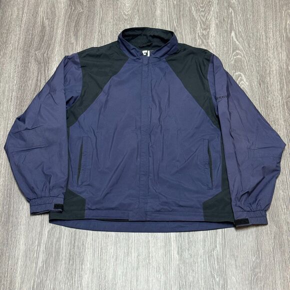 FootJoy DryJoys Windbreaker Jacket Mens Extra Large Blue Black Golf Sport Zip Up - Picture 1 of 10